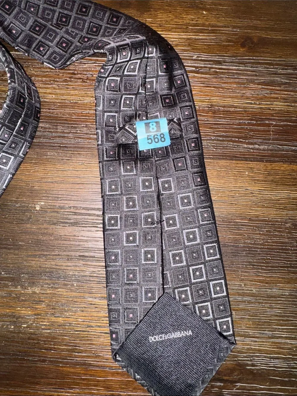 Dolce & Gabbana Black / Grey Geometric Square Silk Tie